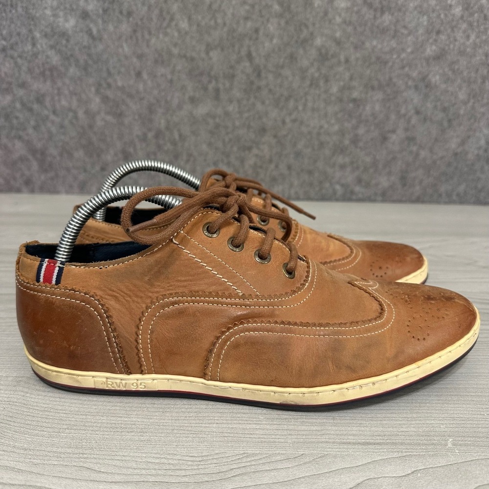 River Woods RW 95 Mens Tan Leather Brogue Wingtip Sneakers Size 42‎ US 8.5